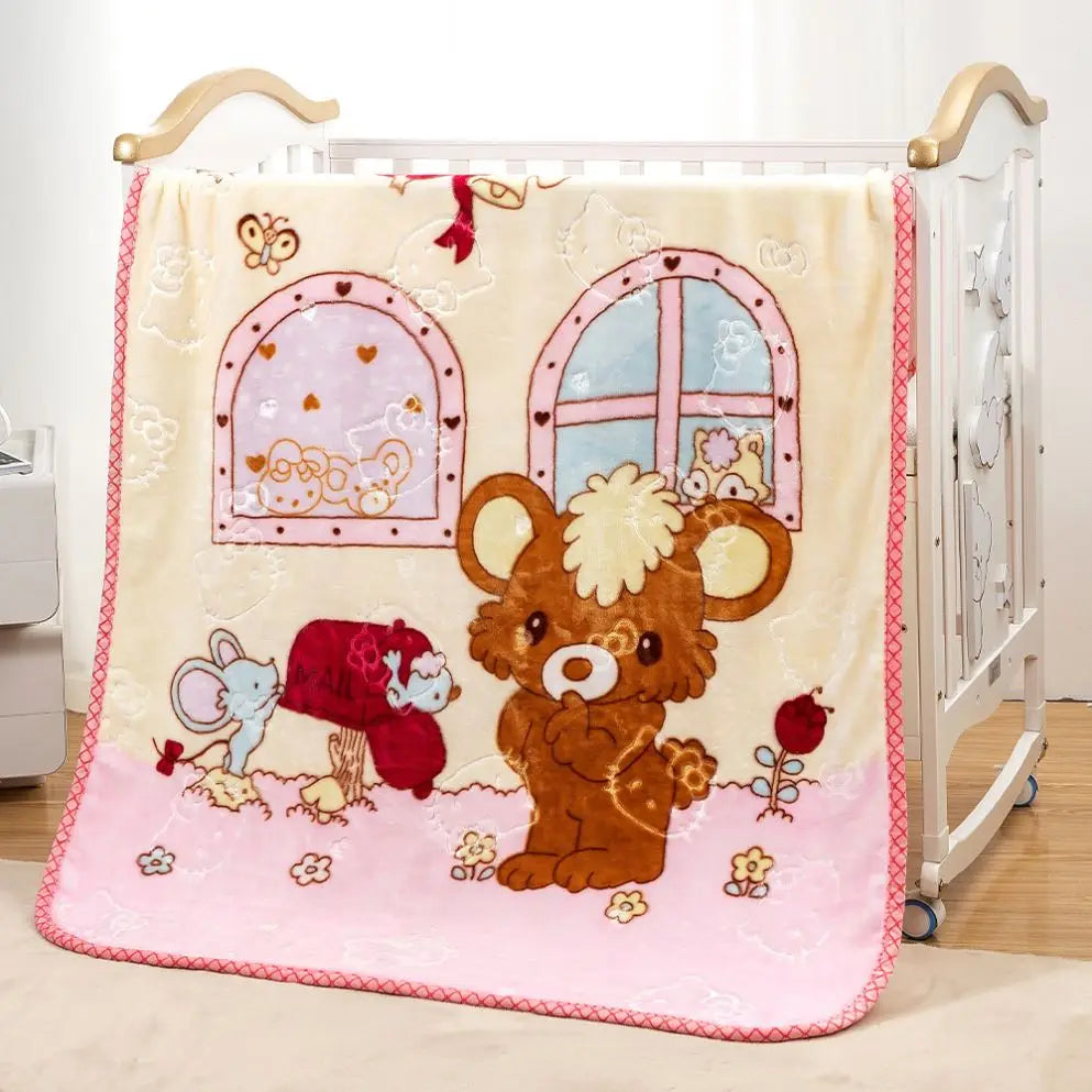 Hff9c0560ef4745bcafa2747b1faa8380t Cute High Quality Cartoon Print Super Soft Raschel Small Size Blankets - Image 1