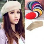 OEM Factory Wholesale Custom in Stock Solid Color  Fake Wool French Beret Hat Cap for Women